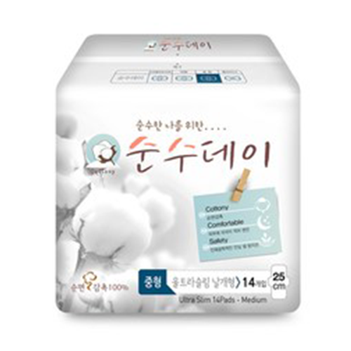순수데이 순면감촉 생리대 울트라슬림 날개형 중형 제품 이미지
