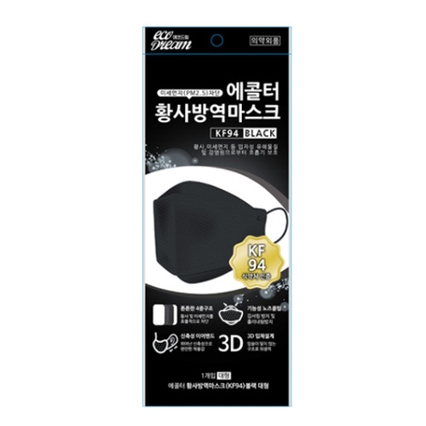 에콜터 황사방역마스크 KF94 대형 블랙